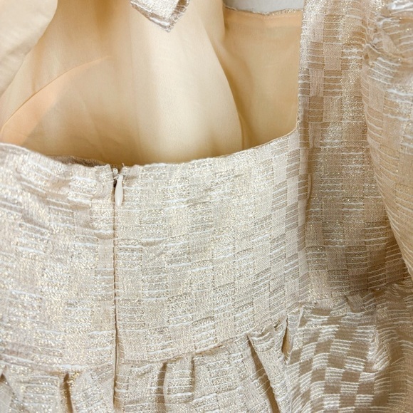 NWT Jacquie The Label Metallic Gold Puff Sleeve Babydoll Dress Sz L - Picture 10 of 12